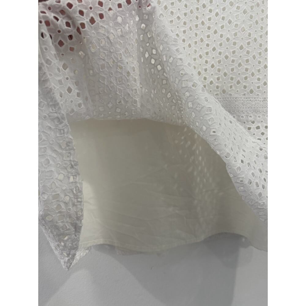 Banana Republic White Cotton Eyelet Drop Waist Dress 6 - Picture 5 of 12